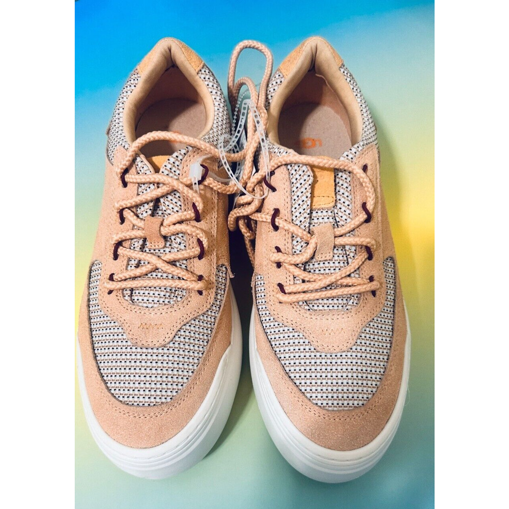 UGG Treadlite Womens Marin Mega Lace-Up Platform Sneakers Beige Mesh Lining